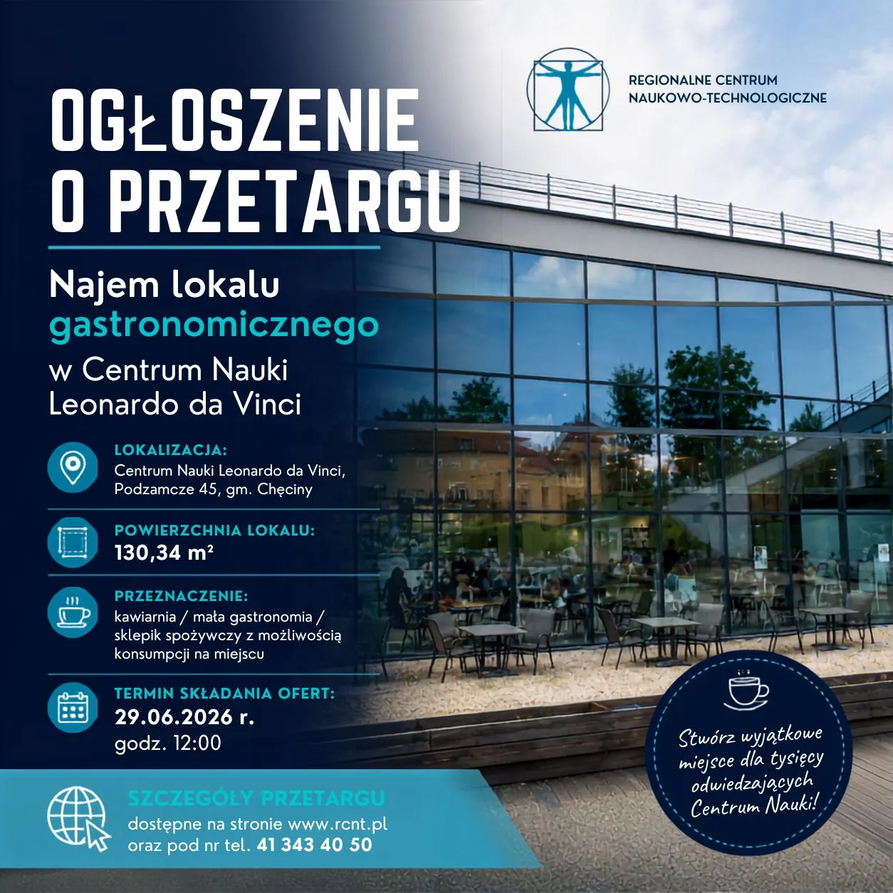 Przetarg na najem lokalu gastronomicznego w Podzamczu — kawiarnia lub sklepik